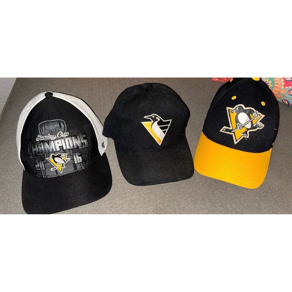 Pittsburgh Penguins Championship Forty Seven  CCM Hat Bundle S/M Snap back Lot